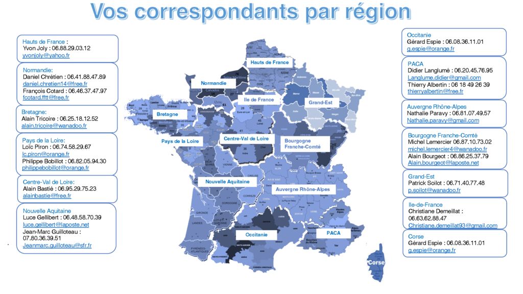 Carte des correspondants par région