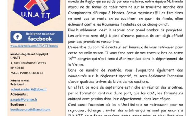 Salut l’Arbitre Newsletter Numéro 6