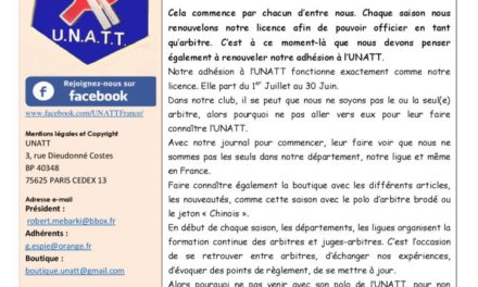 Salut l’Arbitre Newsletter Numéro 7