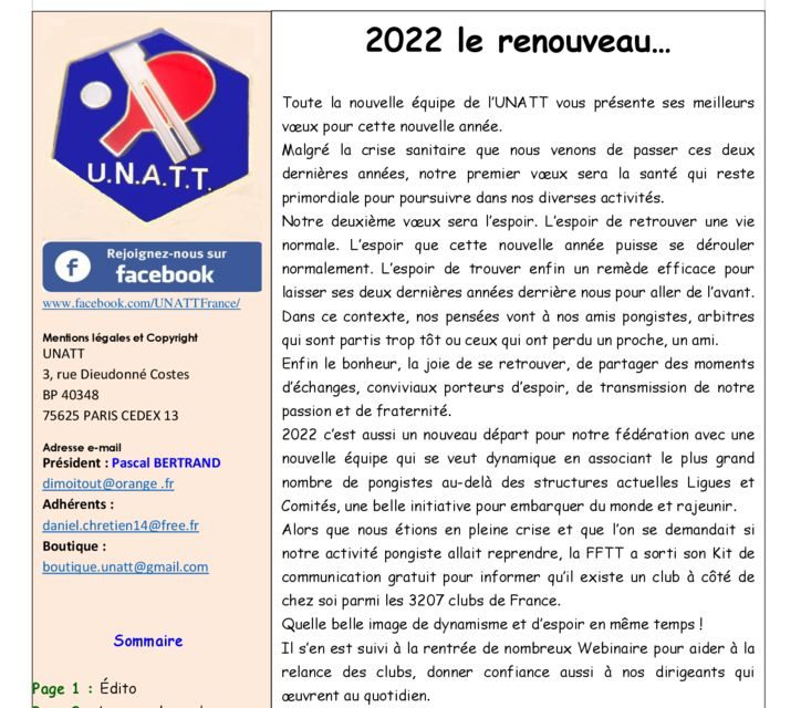 Salut l’arbitre N°1/2022 – Janvier 2022