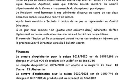 Compte Rendu du Congrès de Montmorillon août 2021