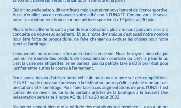 Salut L’Arbitre n°4/22 – Juillet 2022