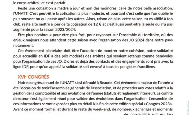 Salut l’Arbitre Nouvelle formule pour le numéro Spécial Congrès 2023 à Beaune