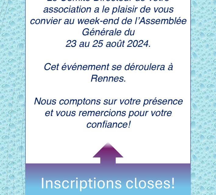 Inscriptions closes pour l’AG bretonne du 23 au 25 août 2024!